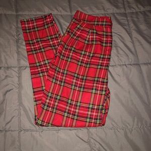ROMWE, red plaid, straight pants